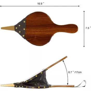 1шт коричневый деревянный каминный мех 15 x 6.5 уличный кухонный вентилятор воздуходувка, ручной насос для барбекю, кемпинга коричневый