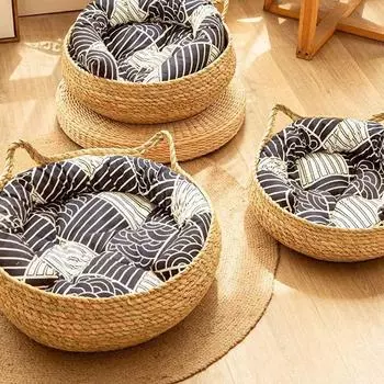 1шт кошачье гнездо корзина дышащая ротанговая кошачья кровать летнее прохладное гнездо универсальное гнездо для маленьких домашних животных удобное всесезонное S кофейный