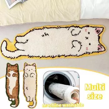 1шт ковер в форме кошки нестандартный мягкий плюшевый ковер у кровати мультяшный ковер для детской комнаты ванная комната гостиная украшения дома 40x80cm