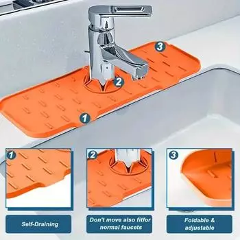 1шт. коврик для крана, кухонная раковина, дренажная прокладка, защита от брызг, изоляция от температуры, столешницы, утолщенная защита от брызг для раковины чёрный