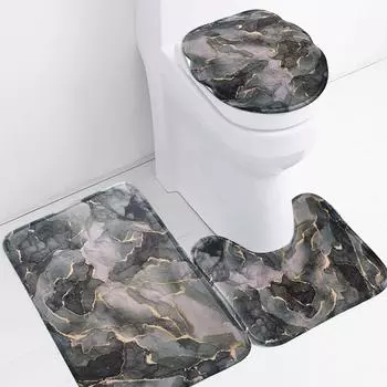 1шт коврики для ванной комнаты, коврики для ванной комнаты, туалетные коврики U-образного типа, супермягкие коврики для ванной комнаты, мягкие впитывающие коврики из микрофибры, декор ванной комнаты 400MMx600MM чёрный