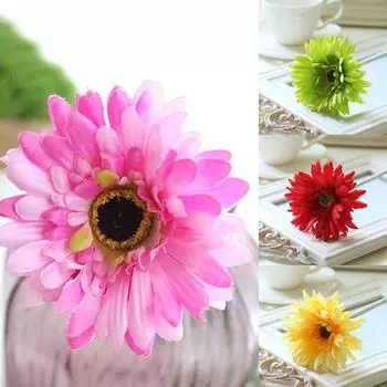1шт красивые искусственные поддельные шелковые герберы ромашки цветок дома свадьба декор жёлтый