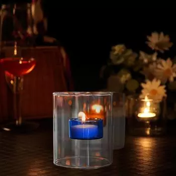 1шт красочный подсвечник для домашнего декора ветрозащитный подсвечник для стола декоративный стеклянный подсвечник для центрального украшения стола 4 цвета серый