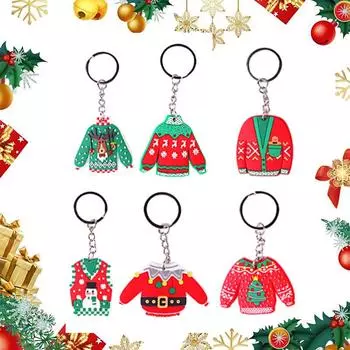 1шт красочный рождественский брелок свитер мультфильм снежинка сумка кулон аксессуары подарки