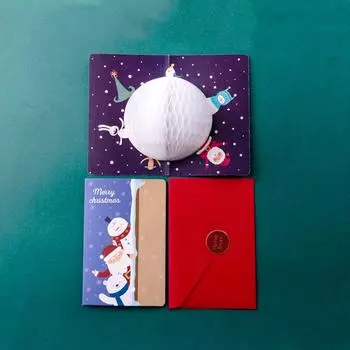 1шт креативная милая стереоскопическая поздравительная открытка с благословением на рождество 3D сотовая бумага мультфильм