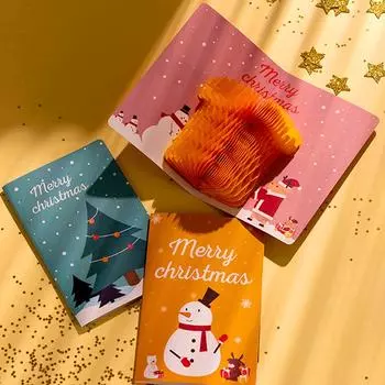 1шт креативная милая стереоскопическая поздравительная открытка с благословением на рождество 3D сотовая бумага мультфильм