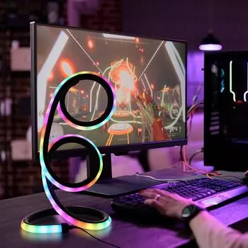 1шт креативная современная настольная лампа, USB-разъем, магическое изменение цвета, подходит для спальни, игровой комнаты, вечеринки black