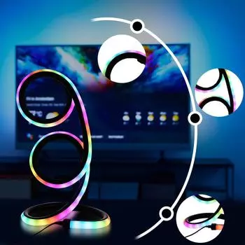 1шт креативная современная настольная лампа, USB-разъем, магическое изменение цвета, подходит для спальни, игровой комнаты, вечеринки black