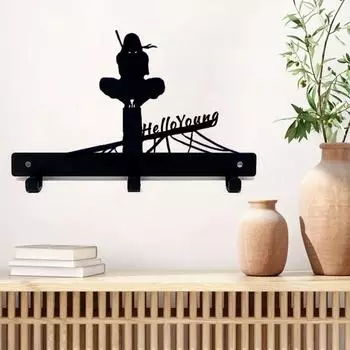 1шт. Крутой брелок для ключей в виде ниндзя, настенная вешалка для одежды, брелок, вешалка для ключей, вешалка для полотенец One Piece Cool Ninja Wall Mounted чёрный