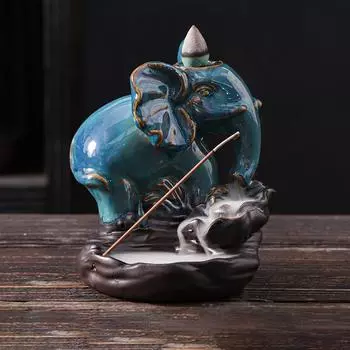 1шт курильница с изображением слона и тыквы, керамический держатель для благовоний с обратным потоком