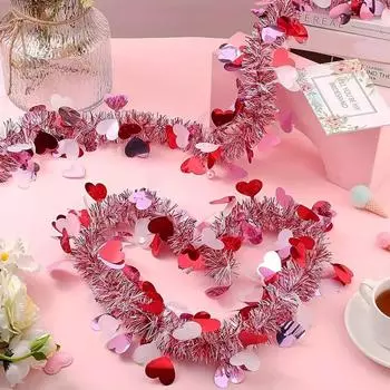 1шт. Ленты для украшения атмосферы места проведения мероприятия в виде сердец любви ко Дню святого Валентина, цветные полоски для вечеринки 2 meters
