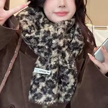 1шт леопардовый шарф женский осень и зима новый модный шарф из овечьей шерсти искусственный кашемировый платок
