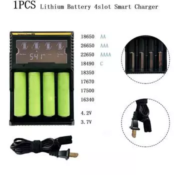 1шт литиевая батарея четыре слота для смарт-зарядного устройства ЖК-дисплей 3.7V-4.2V Europe Plug