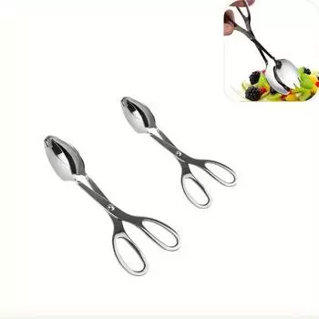 1шт лопатка и вилка щипцы для салата, нержавеющая сталь с зеркальной отделкой, сервировочные щипцы, щипцы для кондитерских изделий, щипцы для конфет, щипцы для салата, кухонный гаджет 8inch