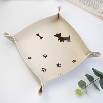 1шт лоток для хранения многофункциональный косметический в скандинавском стиле из искусственной кожи подставка для ключей и безделушек кожаный поднос для всего прочный 21.5x21.5