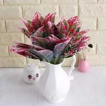 1шт ложные вечнозеленые искусственные растения водонепроницаемый домашний отель неувядающее украшение красный