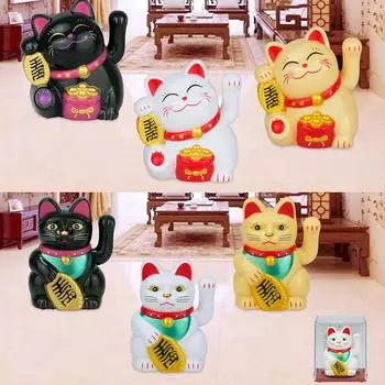 1шт Lucky Cat украшение мини-солнечная автоматическая размахивая Lucky Cat украшение автомобиля