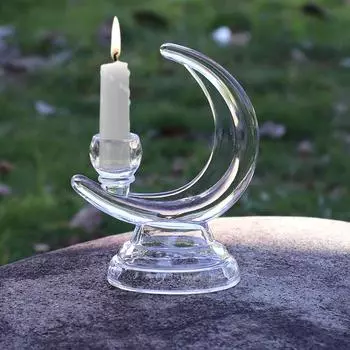 1шт лунный подсвечник элегантный стеклянный подсвечник праздничное украшение для дома хрустальный подсвечник украшение для дома 16.5x13.5см 1PC