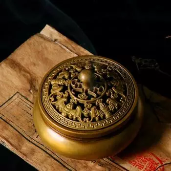 1шт Медная курильница, курильница, ковшовая курильница, трехногая курильница, декоративная курильница жёлтый