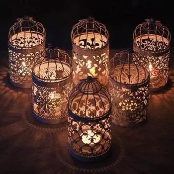 1 шт. Металлическая клетка для птиц, свадебный подсвечник, фонарь E