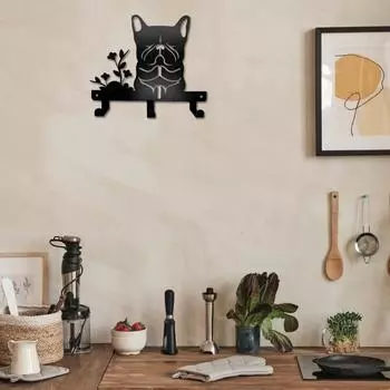 1шт. Металлическая настенная стойка Bulldog с 3 крючками – настенные крючки, декоративный органайзер, вешалка для полотенец для стильного хранения M чёрный