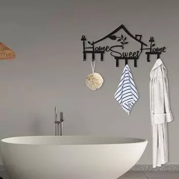1шт. Металлическая настенная вешалка для одежды «Home Sweet Home» — современный декор прихожей с настенными крючками и искусством M бронзовый