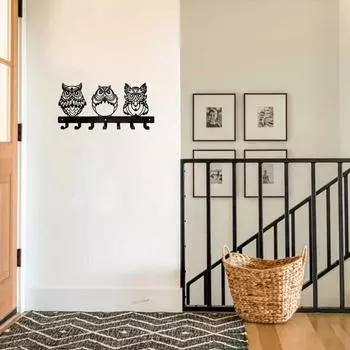 1шт. Металлическая настенная вешалка для одежды в форме совы – декоративный крючок для ряда, многоцелевая вешалка для пальто, шляпы, ключей, полотенец для домашнего использования M светло-серый