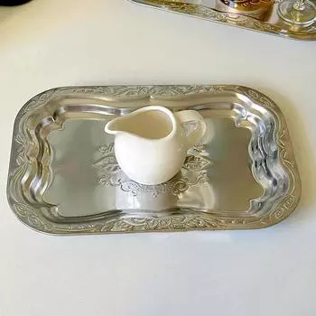 1шт металлический домашний декор прямоугольный поднос рельефный декоративный поднос из нержавеющей стали поднос для сухофруктов рельефный поднос для фруктов 30*20