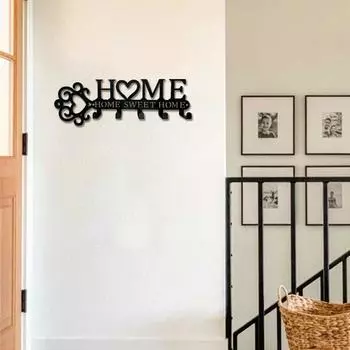 1шт. Металлический настенный держатель для ключей – декоративная настенная вешалка с 5 крючками, стильная бытовая вешалка для одежды, вешалка для полотенец M чёрный