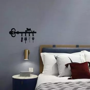 1шт. Милый домашний черный железный держатель для ключей: Стильная настенная подставка для ключей чёрный