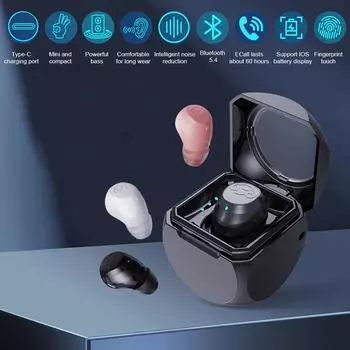 1шт мини-гарнитура Bluetooth для сна с чехлом для зарядки, невидимые спортивные деловые наушники чёрный