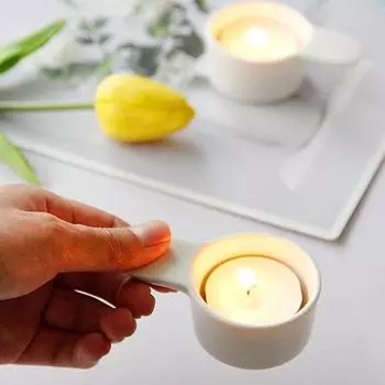 1шт Мини керамический подсвечник с ручкой подставка для свечи держатель для благовоний украшение домашнего стола ручной работы белый