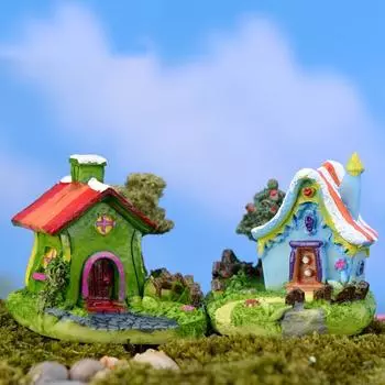 1шт мини замок мультфильм дом вилла мини здания миниатюры сказочный сад гном мох террариум деко