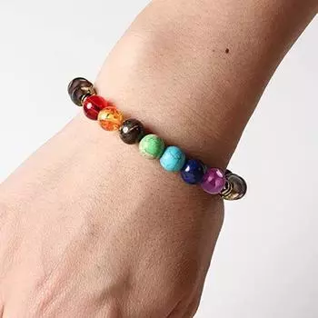 1шт. Многоцветный браслет из бисера, эластичный браслет из натурального камня, модное украшение для руки 1pc красный