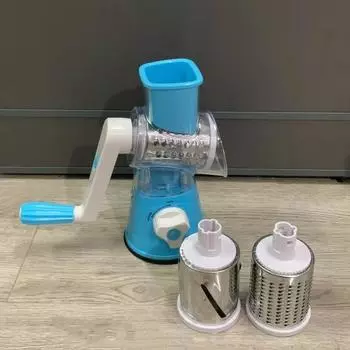 1шт многофункциональная портативная барабанная овощерезка, ручная бытовая кухонная овощерезка, картофелерезка синий