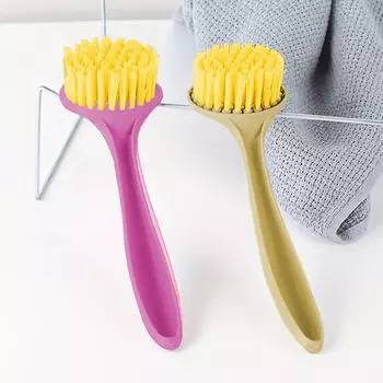 1шт многофункциональная щетка для чистки с длинной ручкой, подвесная щетка для мытья посуды из пшеничной соломы 1pc розовый