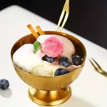 1шт многофункциональные чашки миски высокая чашка десертная чаша фруктовая чашка золотая нержавеющая сталь чашка для молочного коктейля десерт SML 200ml