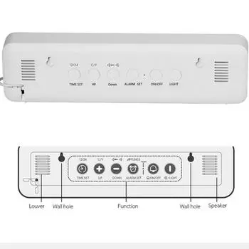1шт многофункциональный светодиодный музыкальный будильник, большой экран, зеркало, светящиеся часы в гостиной (Подключенный) чёрный