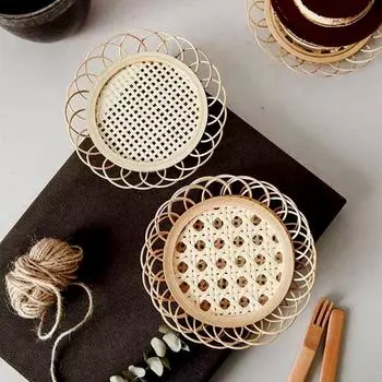 1шт модная подставка под чашку бамбуковая плетеная подставка для чая держатель для чашки коврик для напитков деревянный поднос