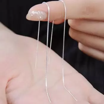 1шт модные женские длинные линейные цепочки висячие ушные линии Threader серьги ювелирные изделия 20cm серебряный