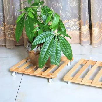 1шт модный поднос для растений садовые принадлежности с колесами деревянный держатель полка для цветов из цельного дерева