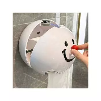 1шт мультяшный держатель для туалетной бумаги, настенная коробка для салфеток для ванной комнаты, креативная коробка для бумажных полотенец, без перфорации, водонепроницаемый 17.5CM белый