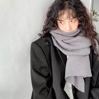 1шт накидка шейный платок однотонный плиссированный шарф плиссированная текстура теплый шарф хлопок пенька иностранный стиль
