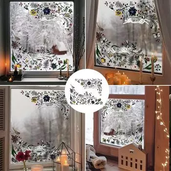 1шт наклейка электростатический кролик ручная роспись стиль сделай сам наклейка на окно украшение окна стеклянная пленка новые продукты бесклеевой дом 5pcs серебряный/золотой