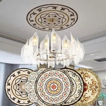 1шт Наклейка на стену Паркет Наклейки на стену Круглые самоклеящиеся напольные обои Водонепроницаемый ПВХ Гостиная Потолочный светильник Декоративный 60cm