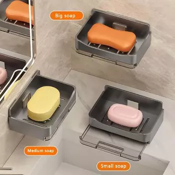 1шт настенная мыльница без перфорации сливная полка для ванной комнаты подходит для ванной комнаты и кухни чёрный