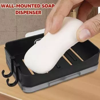 1шт настенная мыльница двухслойная полка для слива мыла для ванной комнаты чёрный