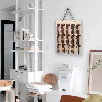 1шт. Настенная сумка для примерочной, многофункциональная витрина для солнцезащитных очков, сумка для хранения солнцезащитных очков, складная сумка-органайзер для очков бежевый