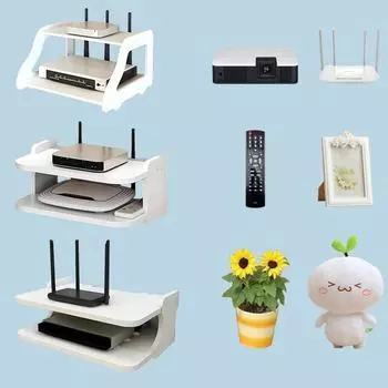 1шт настенное крепление без перфоратора 2-слойный держатель для спальни кронштейн для приставки подставка стойка для хранения украшение полка для маршрутизатора гостиная 19cm