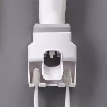 1шт настенный автоматический дозатор зубной пасты принадлежности для ванной комнаты выдавливатель зубной пасты держатель зубных щеток светло-серый